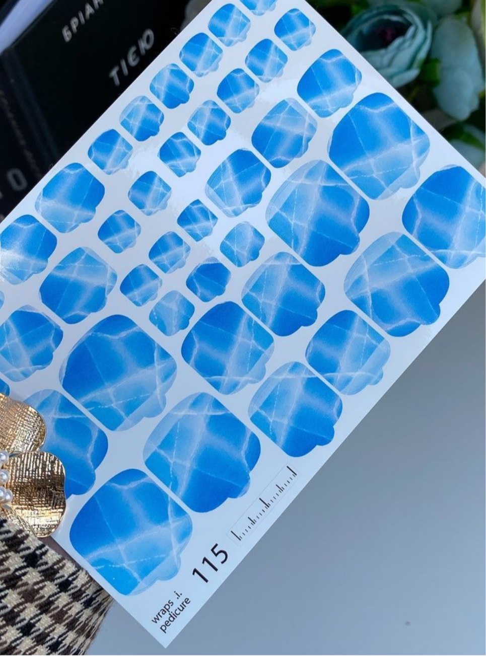 Wraps für Pediküre Nr. 115 – Blaues Wasser-Design