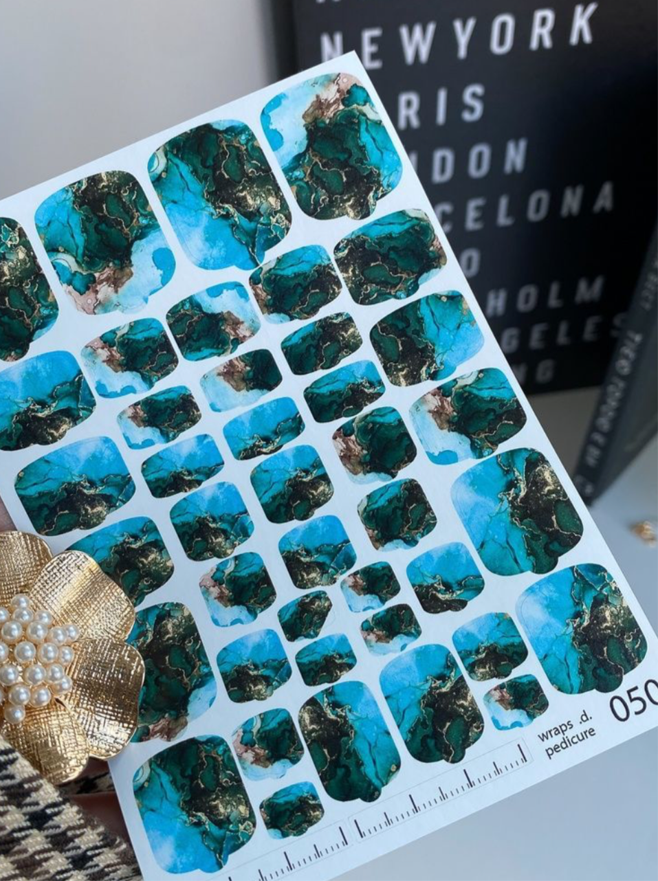 Wraps für Pediküre Nr. 050 – Ozean-Marmor-Look