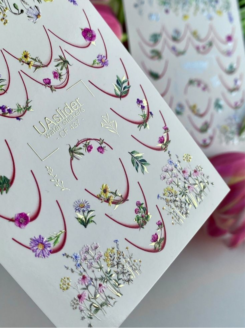 Slider-Design „Color and Foil 437“ – Zarte Blumen mit Glanz-Effekt