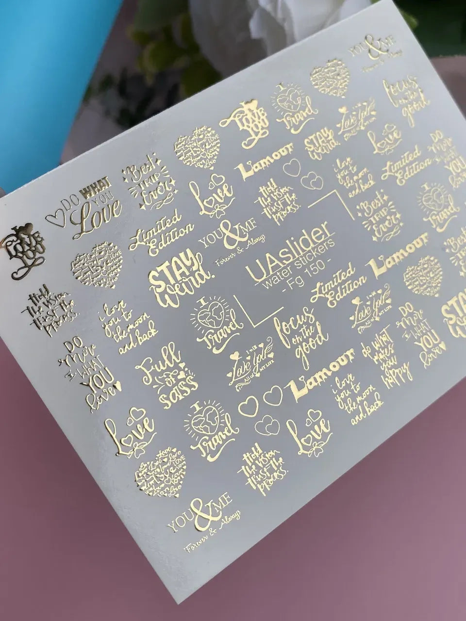 Slider-Design FG 150 | Wasser-Decals mit Goldfolie | Love Quotes & Statements