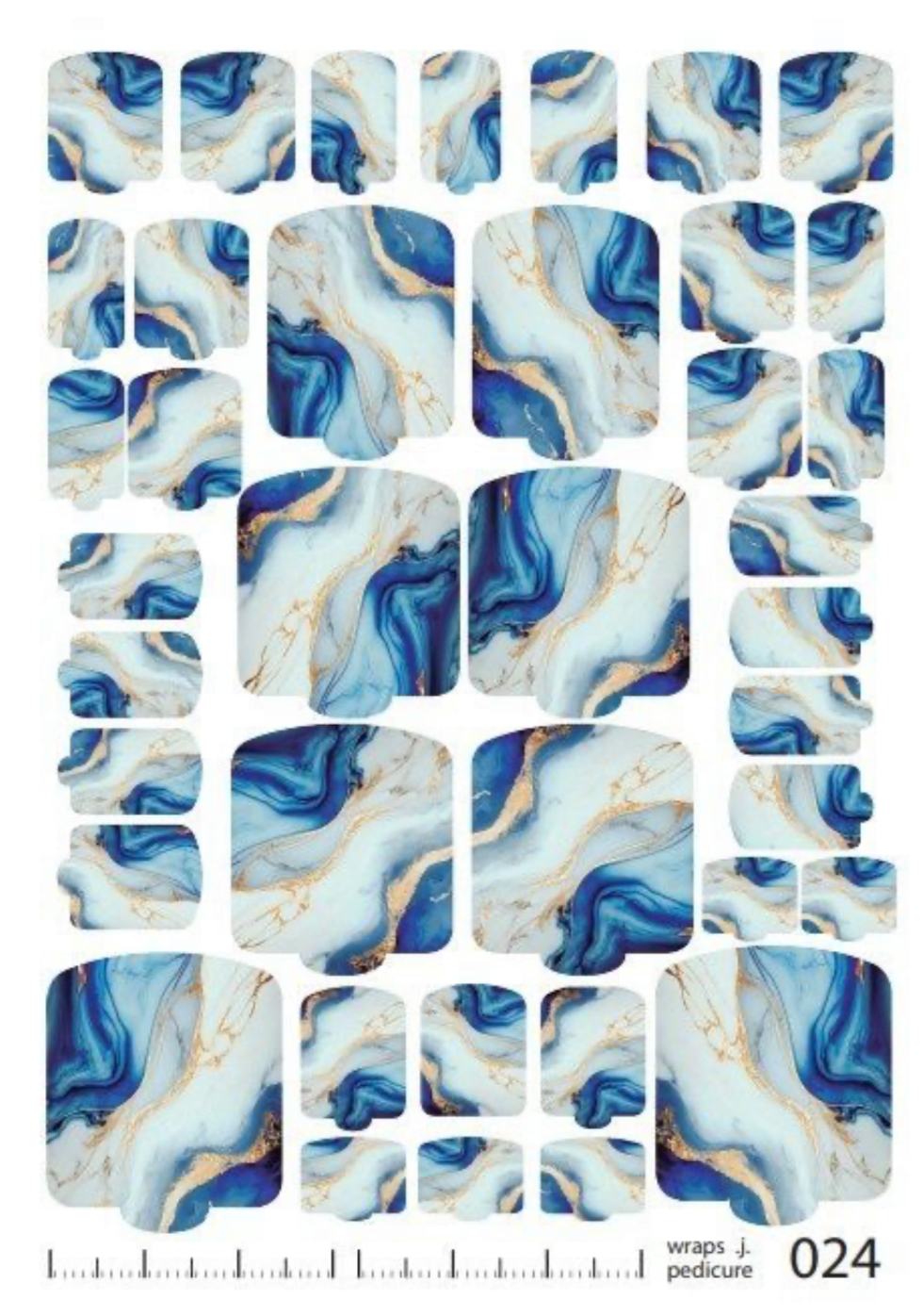 Wraps für Pediküre Nr. 024 – Royal Marble in Blau & Gold