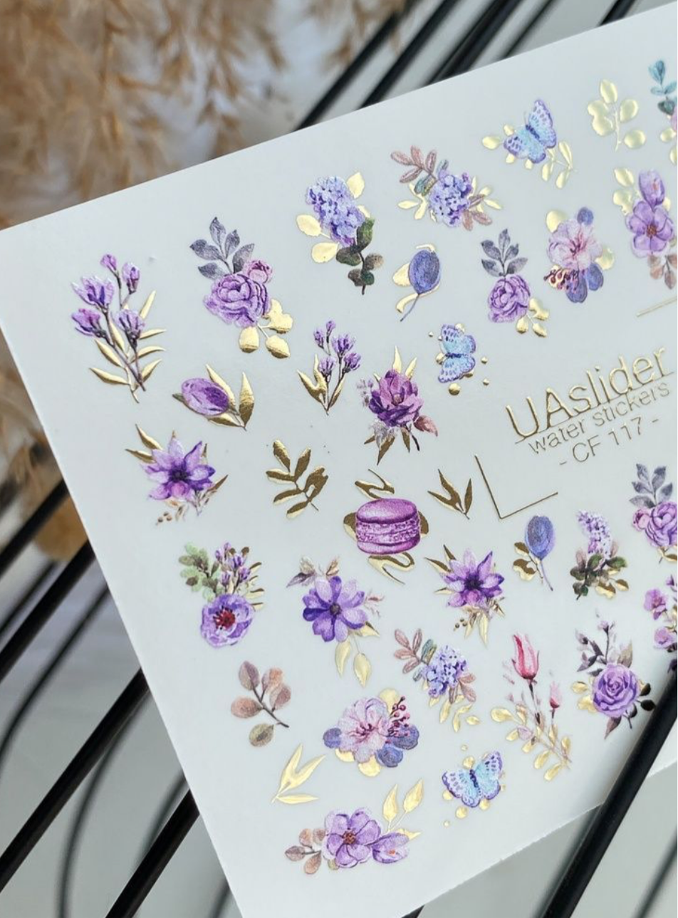 Slider-Design „Color and Foil 117“ – Lavendelliebe mit Goldschimmer