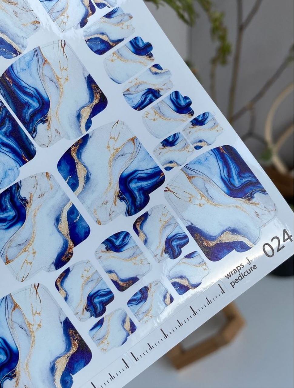 Wraps für Pediküre Nr. 024 – Royal Marble in Blau & Gold