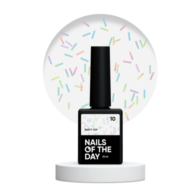 NAILSOFTHEDAY Party Top 10 – Glänzendes Finish mit bunten Holo-Sticks, ohne Schwitzschicht, 10 ml