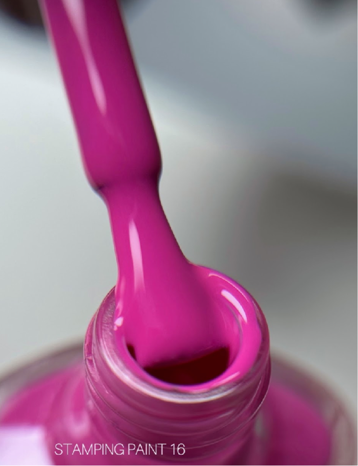 SAGA PROFESSIONAL Stempellack Nr. 16 – Magenta mit klebriger Schicht, 8 ml