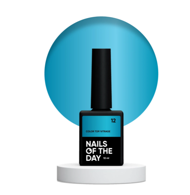 NAILSOFTHEDAY Color Top/Vitrage 12 – halbtransparenter, intensiver himmelblauer Vitrage-Topcoat, 10 ml