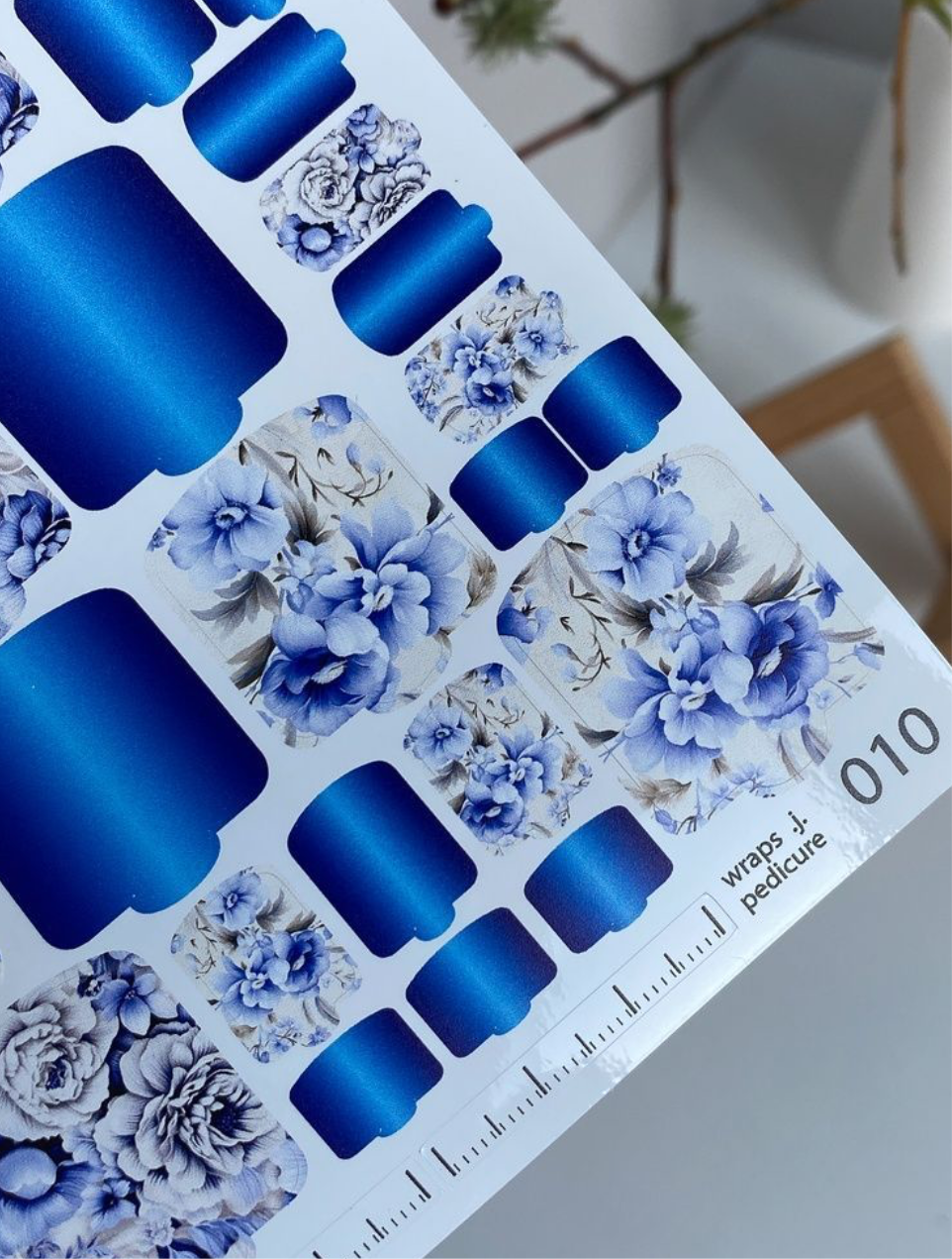 Wraps für Pediküre Nr. 010 – Floral Royal Blue