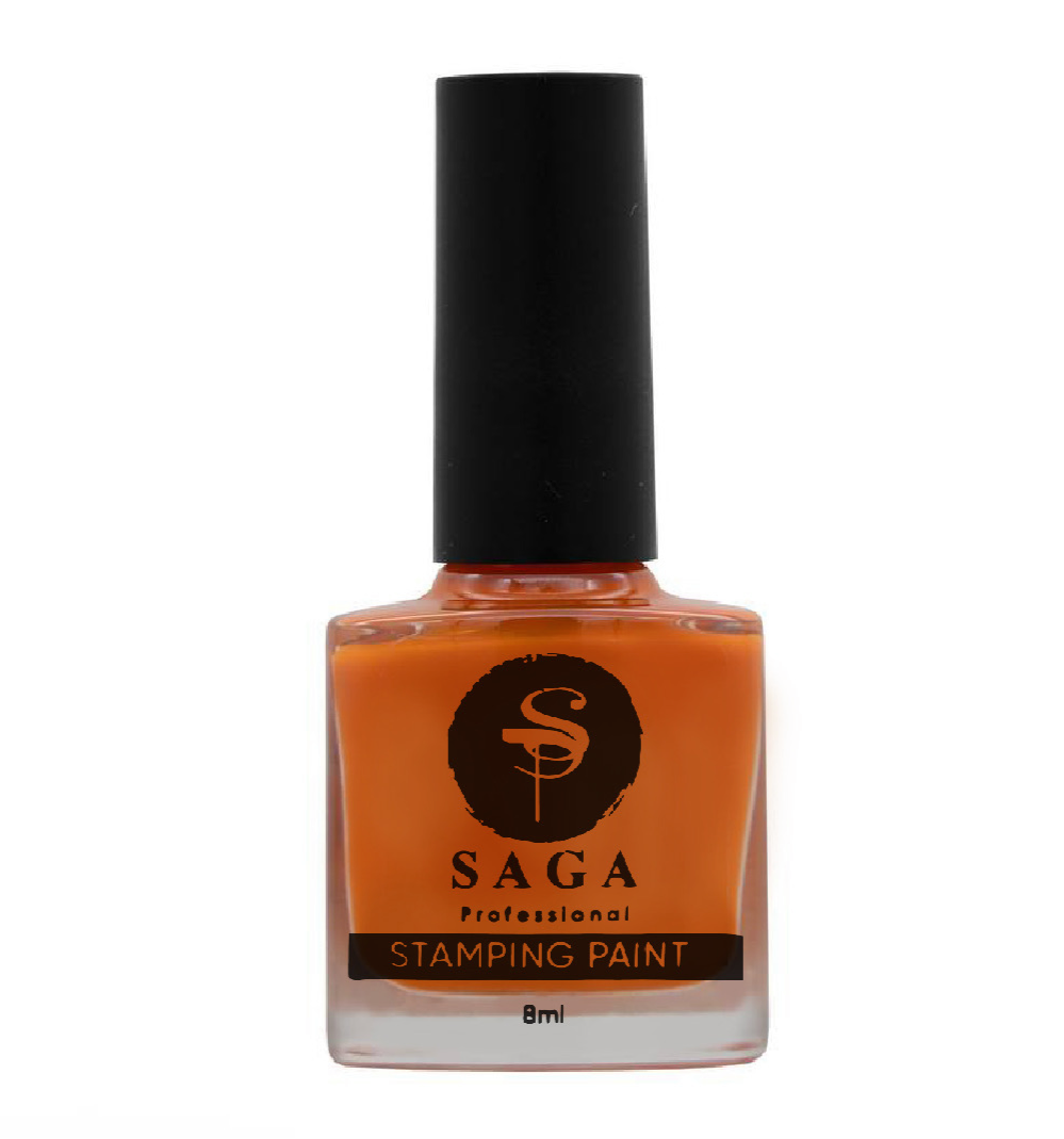 SAGA PROFESSIONAL Stempellack Nr. 14 – Neon-Orange mit klebriger Schicht, 8 ml
