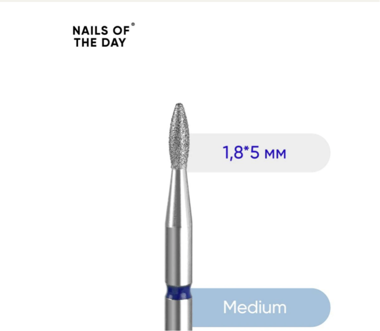 Nailsoftheday Diamantfräser „Drop“ – Blau, 1,8×5 mm (Medium)