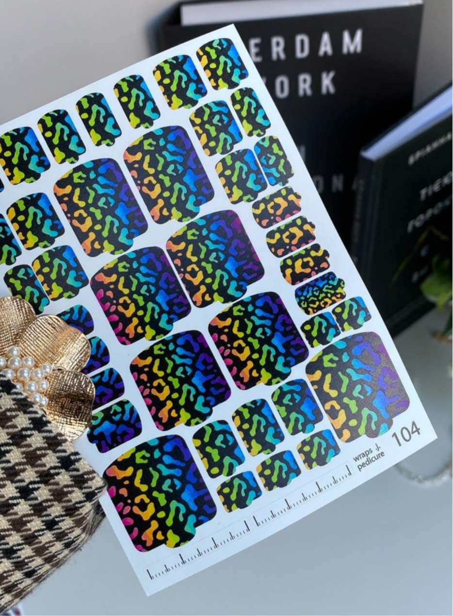 Wraps für Pediküre Nr. 104 – Rainbow Holo Animal Look