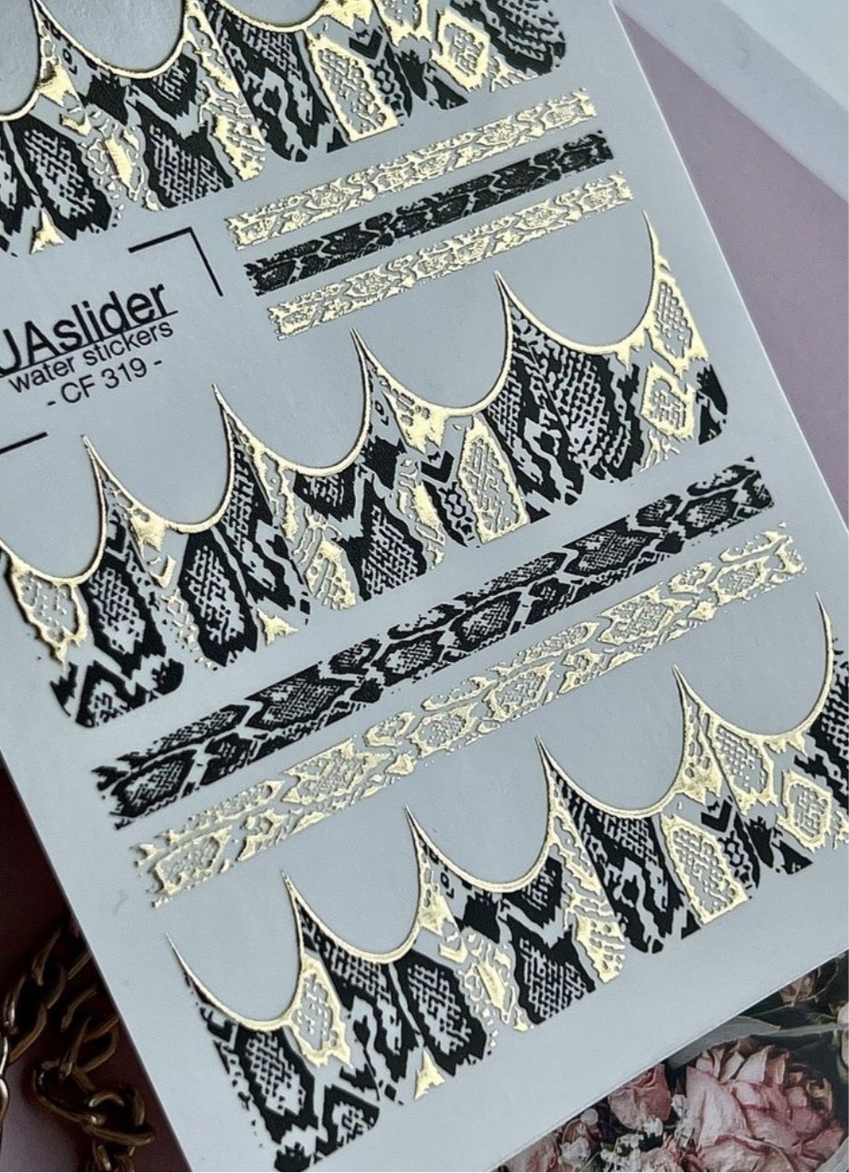 Nagel-Slider CF_319 – Snake Print mit Goldfolie