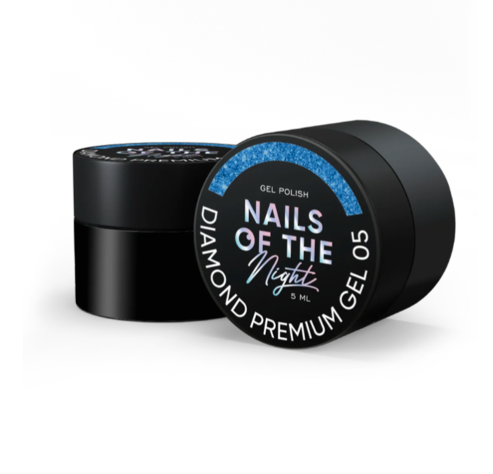 NAILSOFTHENIGHT Diamond Premium Gel Polish 05 – Blau mit feiner Metallfolie, 5 ml