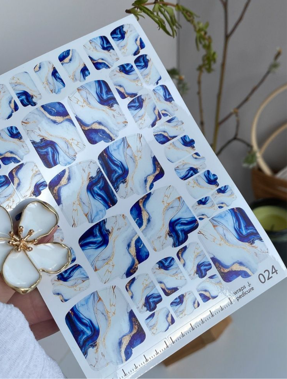 Wraps für Pediküre Nr. 024 – Royal Marble in Blau & Gold