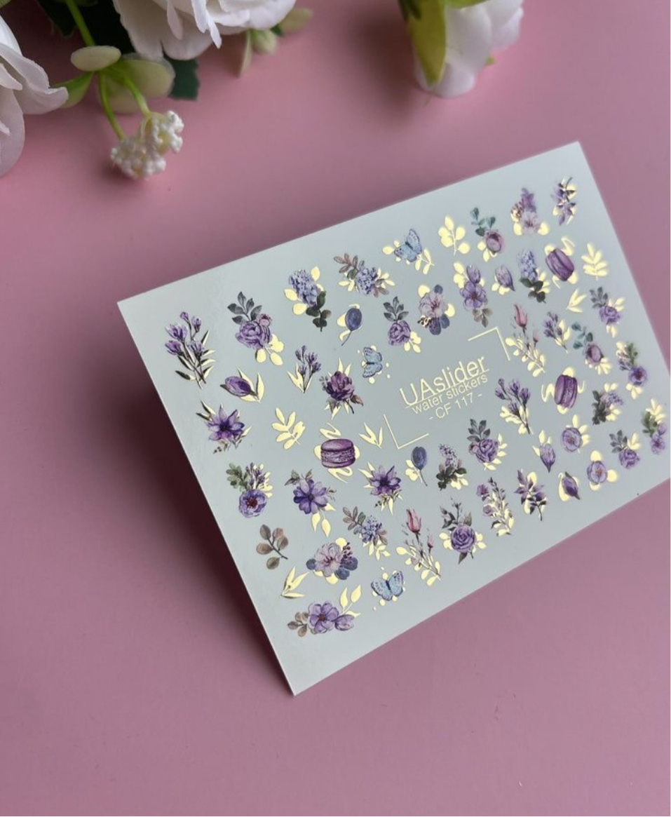Slider-Design „Color and Foil 117“ – Lavendelliebe mit Goldschimmer