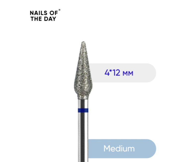Nailsoftheday Diamantfräser „Möhre“ – Blau, 4×12 mm (Medium)