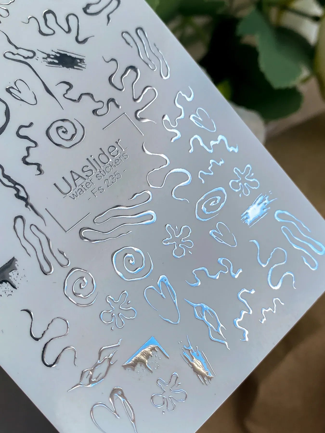 Slider-Design FS 235 | Water Stickers mit Silberfolie | Abstract Lines & Shapes