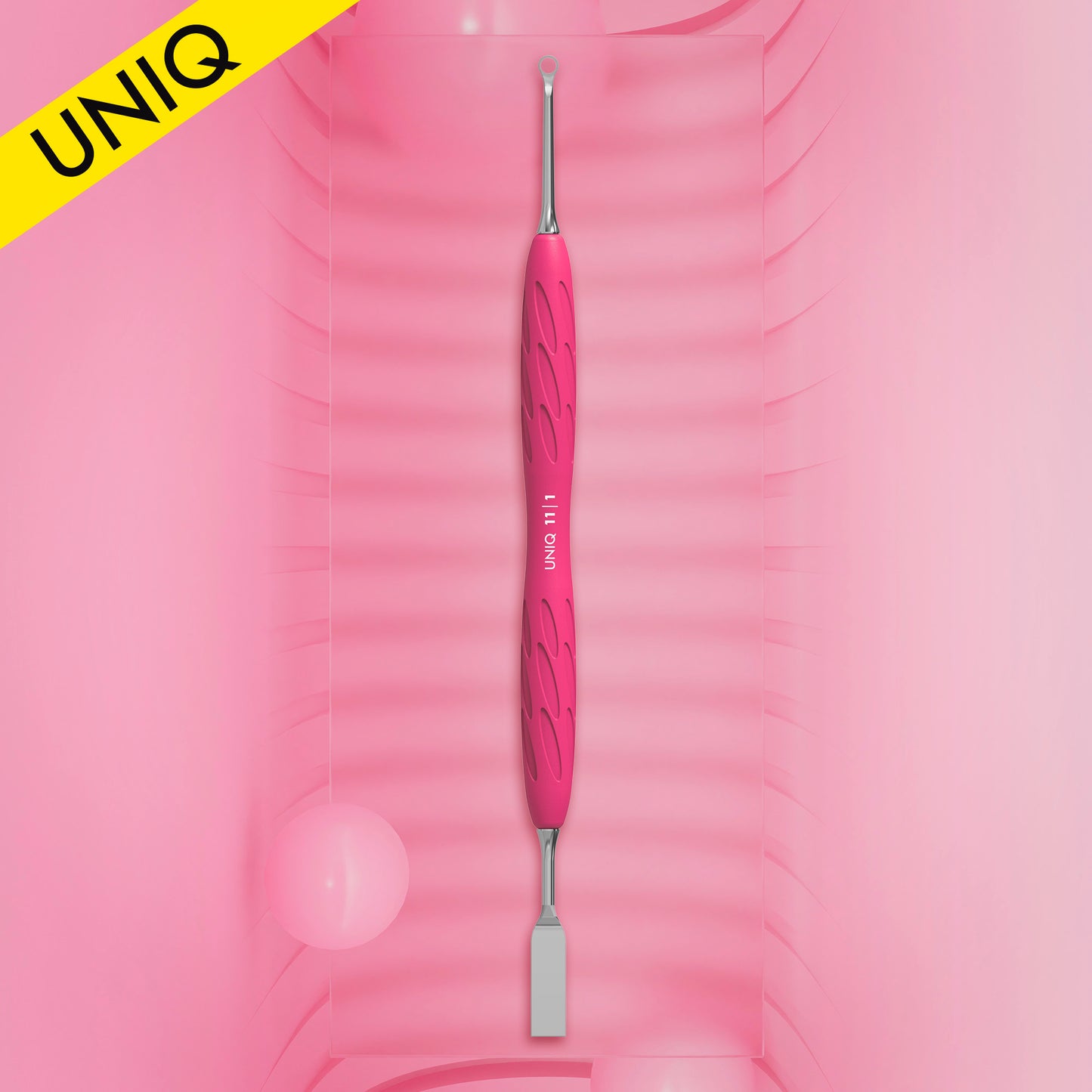 Nagelhautschieber mit Silikongriff "Gummy" UNIQ 11 TYP 1 (flacher gerader Schieber + Ring)