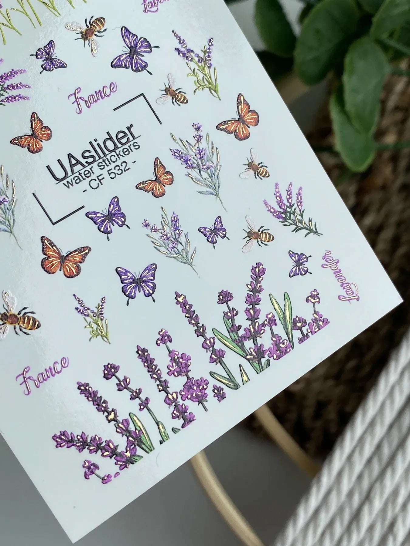 Slider-Design CF 532 | Wasser-Decals mit Goldfolie | Lavender & Provence