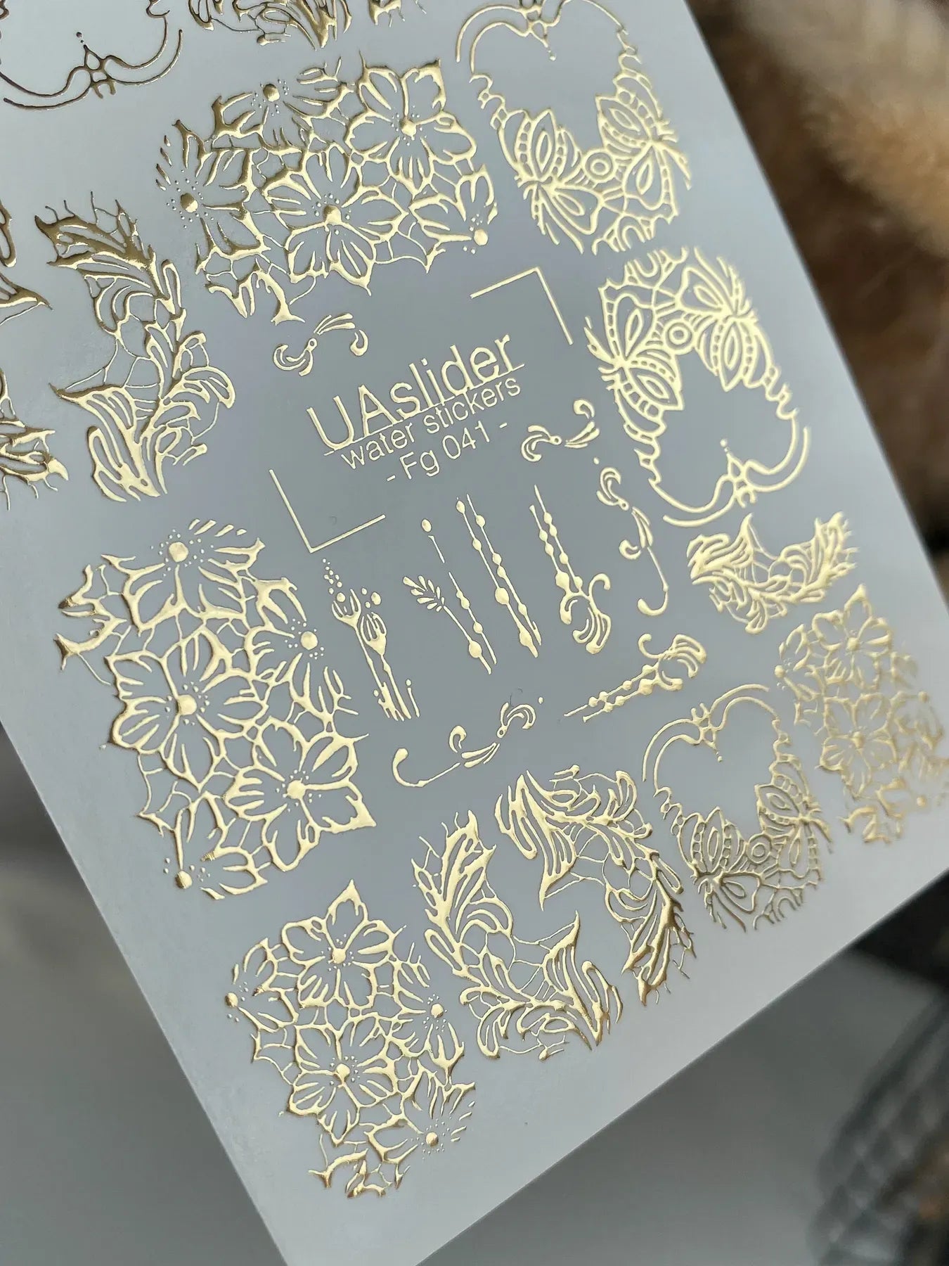 Slider-Design FG 041 | Wasser-Decals mit Goldfolie | Ornamental Lace & Floral Lines