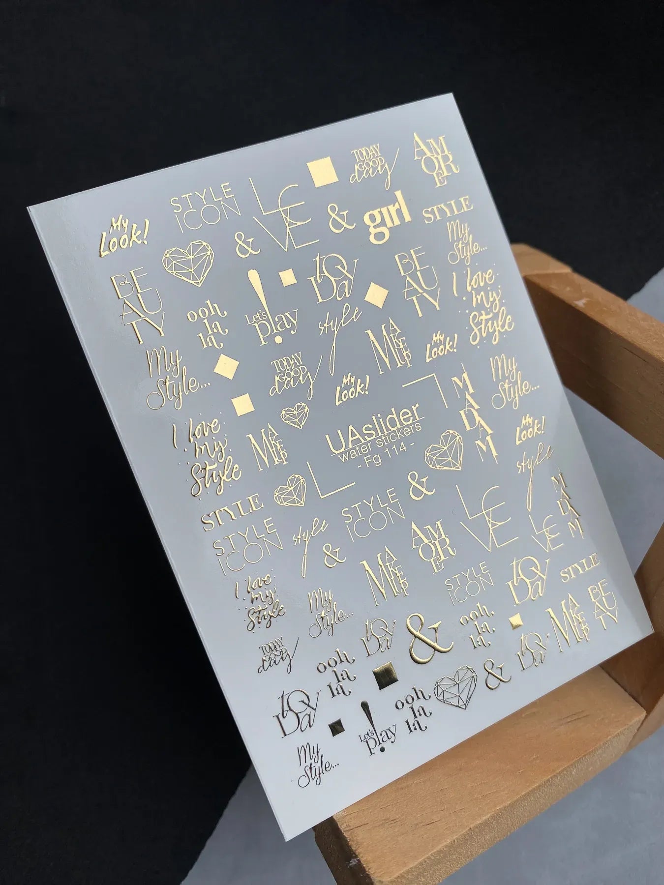 Slider-Design FG 114 | Wasser-Decals mit Goldfolie | Style Icon & Words
