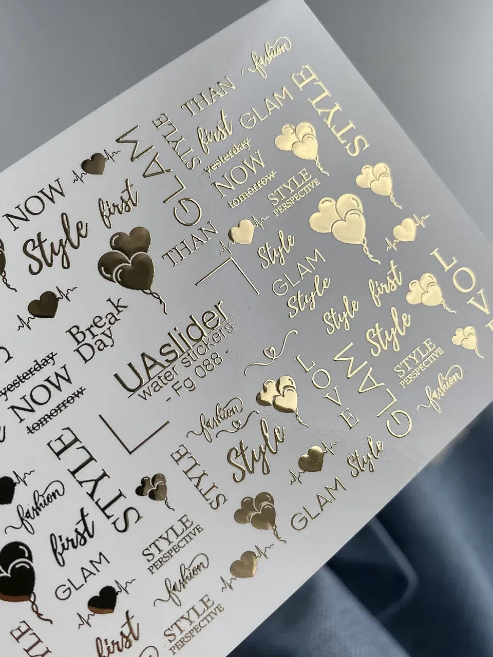 Slider-Design FG 088 | Wasser-Decals mit Goldfolie | Style & Glam Words