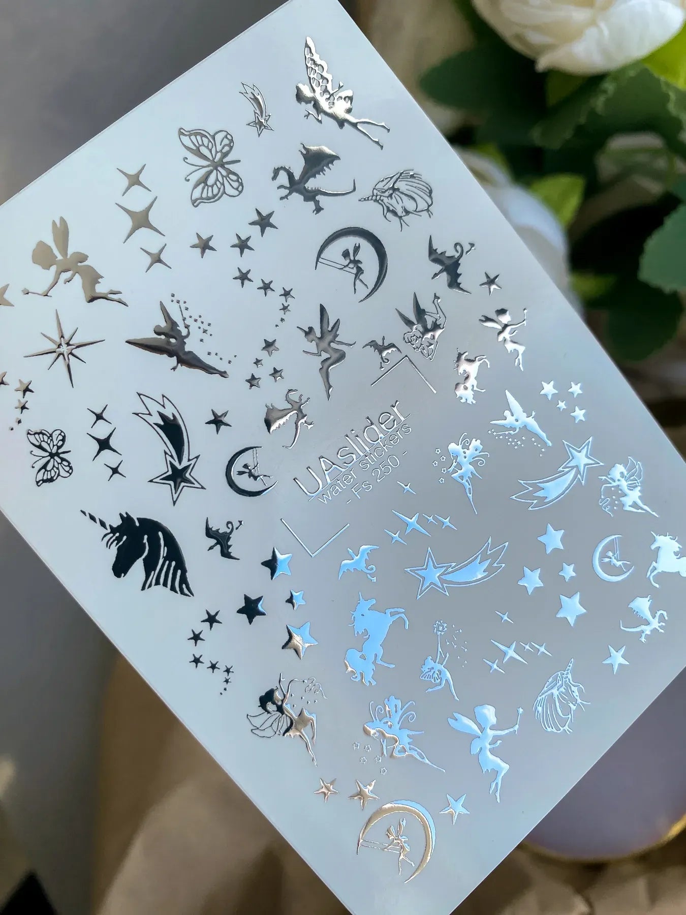 Slider-Design FS 250 | Wasser-Decals mit Silberfolie | Fairy, Sterne & Fantasy
