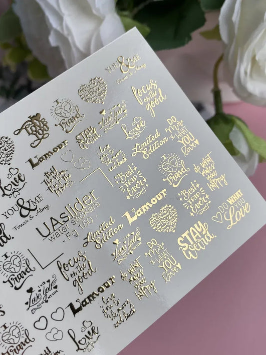 Slider-Design FG 150 | Wasser-Decals mit Goldfolie | Love Quotes & Statements