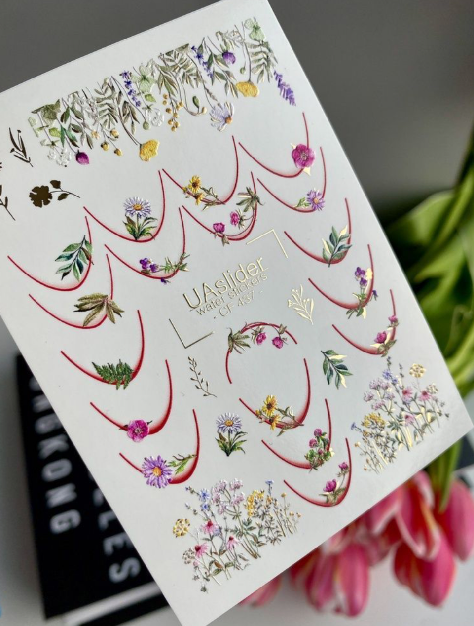 Slider-Design „Color and Foil 437“ – Zarte Blumen mit Glanz-Effekt