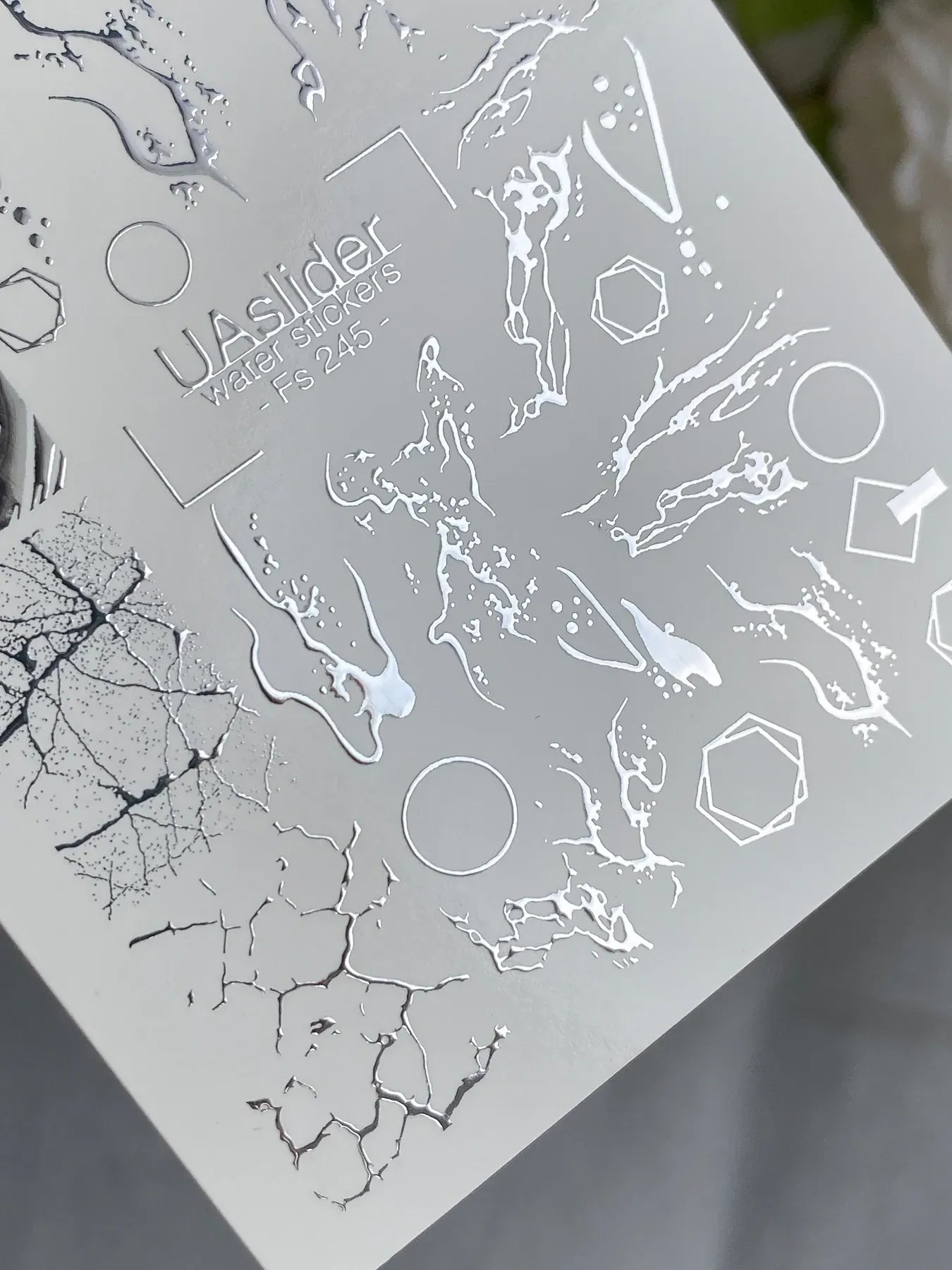 Slider-Design FS 245 | Water Stickers mit Silberfolie | Abstract & Texture