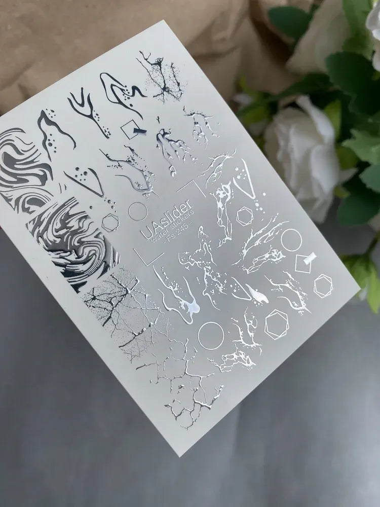 Slider-Design FS 245 | Water Stickers mit Silberfolie | Abstract & Texture