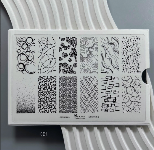 SAGA PROFESSIONAL Stamping-Schablone 03

Schnell. Kreativ. Makellos.
Dein Schlüssel zu professionellem Nailart – auch ohne Vorkenntnisse!