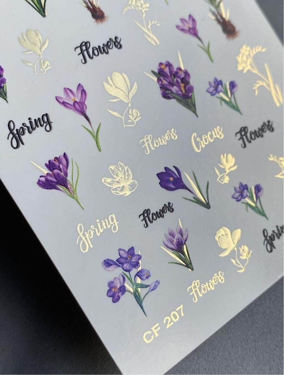 Slider-Design „Color and Foil 207“ – Frühlingskrokusse in Gold und Violett