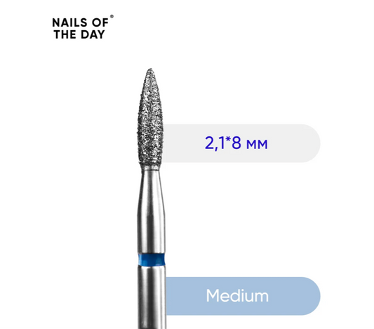 Diamantfräser Nailsoftheday „Flamme“ – Blau, 2,1×8 mm