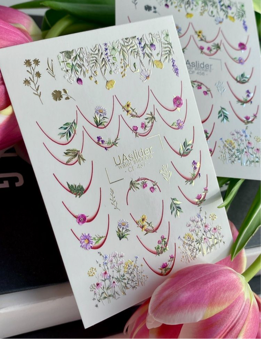 Slider-Design „Color and Foil 437“ – Zarte Blumen mit Glanz-Effekt