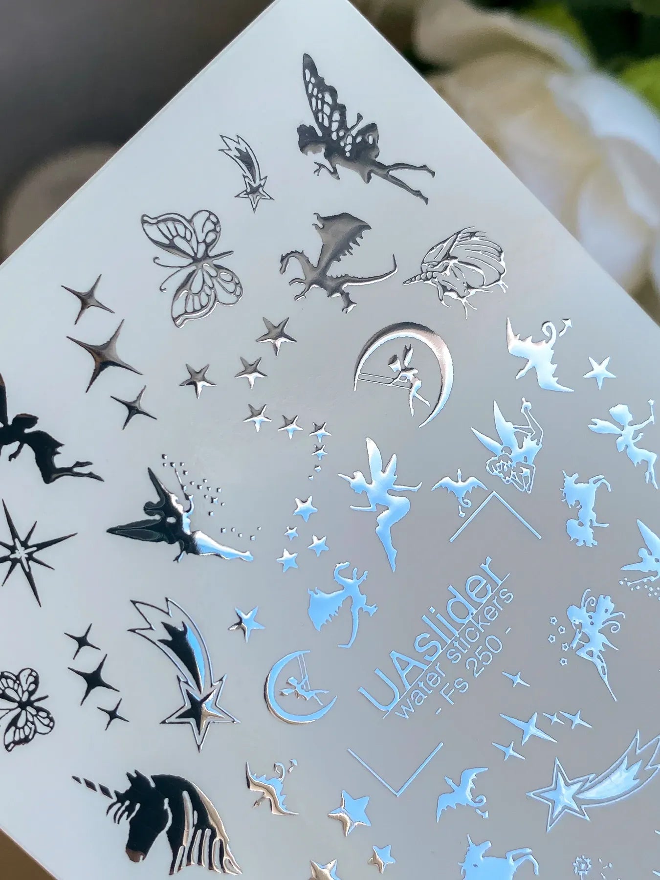 Slider-Design FS 250 | Wasser-Decals mit Silberfolie | Fairy, Sterne & Fantasy