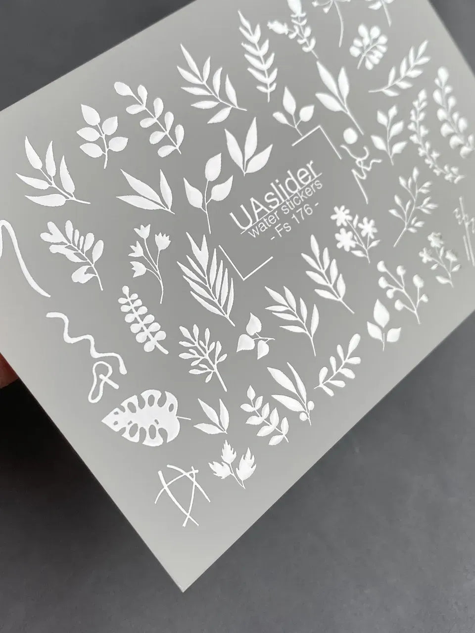 Slider-Design FS 176 | Water Stickers mit Silberfolie | Botanische Elemente