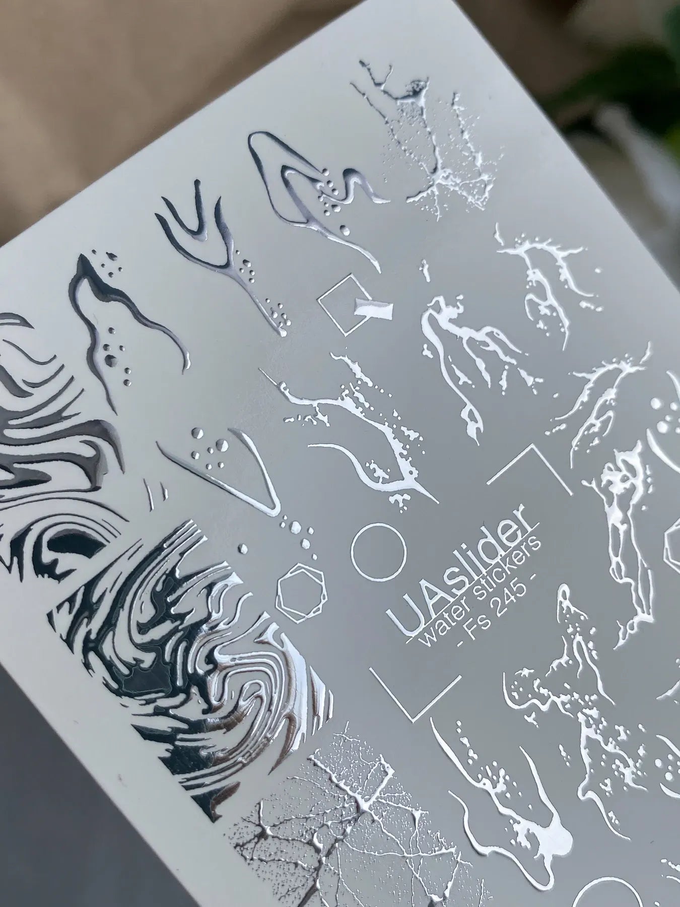 Slider-Design FS 245 | Water Stickers mit Silberfolie | Abstract & Texture