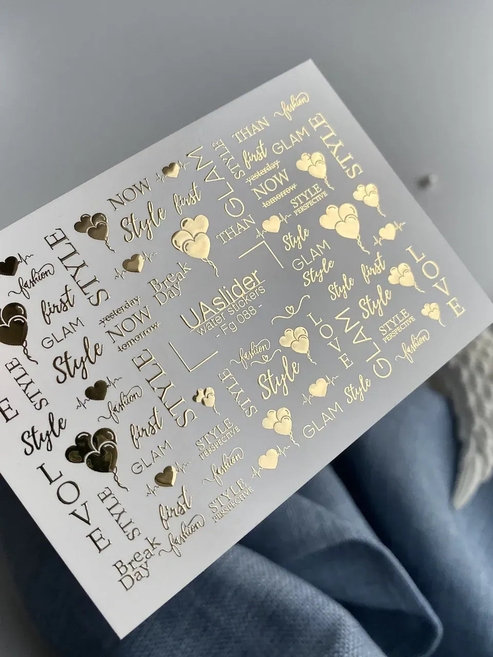 Slider-Design FG 088 | Wasser-Decals mit Goldfolie | Style & Glam Words