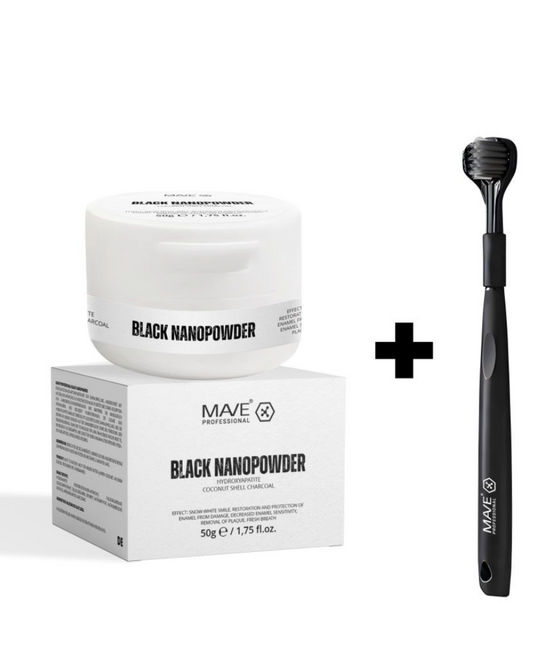 MAVE BLACK NANOPOWDER + NANO360 ZAHNBÜRSTE

Professionelle Zahnaufhellung & Rundum-Frische im Set