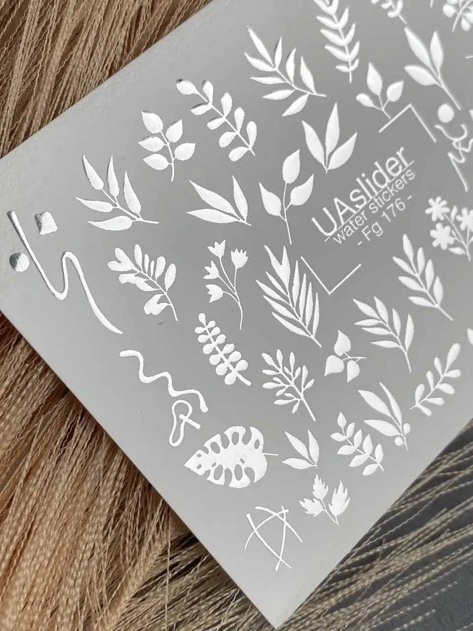 Slider-Design FS 176 | Water Stickers mit Silberfolie | Botanische Elemente