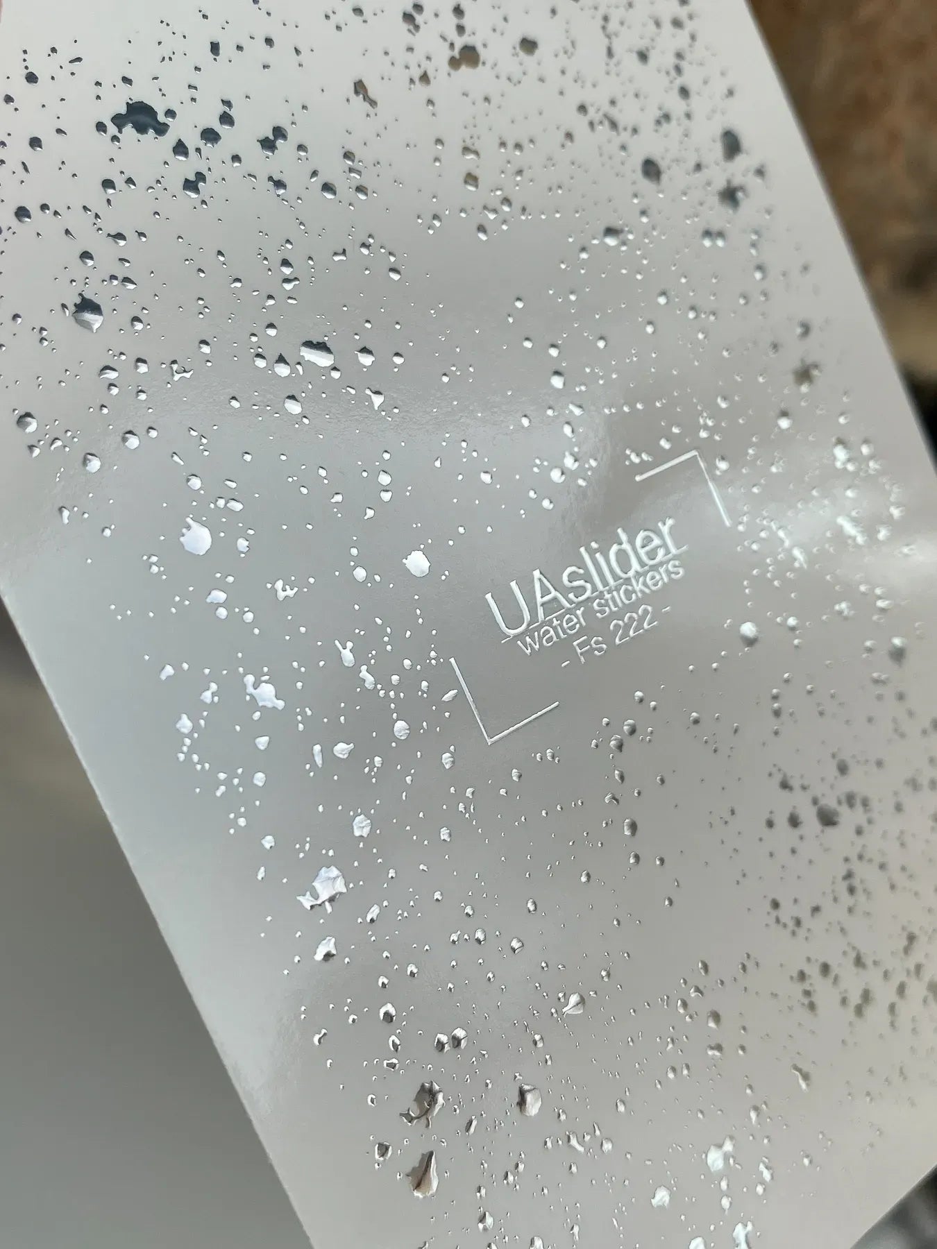 Slider-Design FS 222 | Water Stickers mit Silberfolie | Splatter & Texture Effect