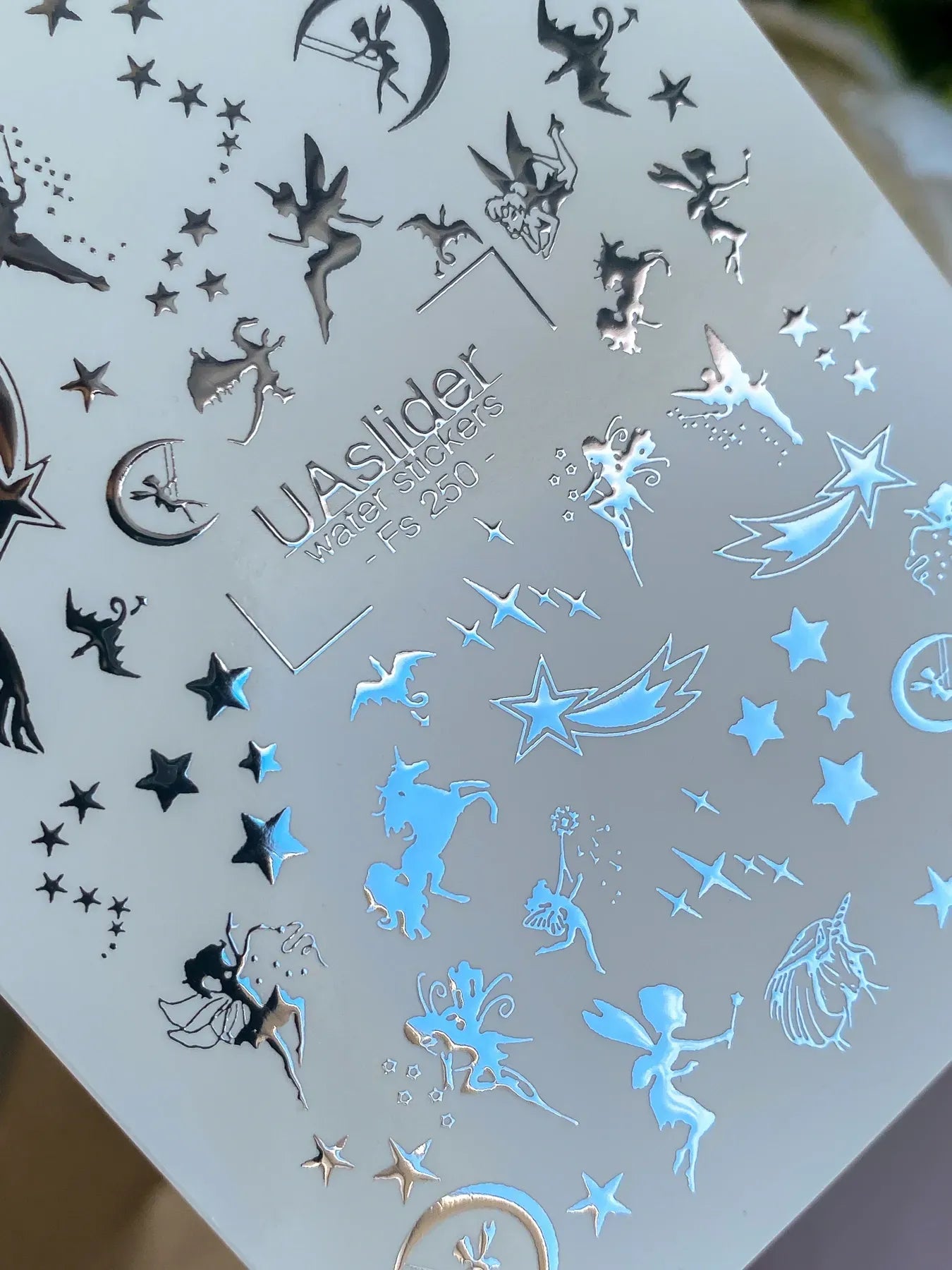 Slider-Design FS 250 | Wasser-Decals mit Silberfolie | Fairy, Sterne & Fantasy