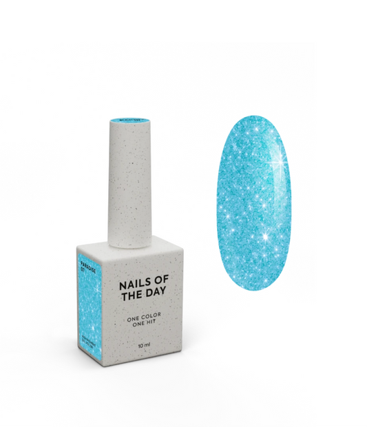 NAILS OF THE DAY – Gel Polish “PARADISE 07”
Farbe: Aqua Blue Glitzer | 10 ml