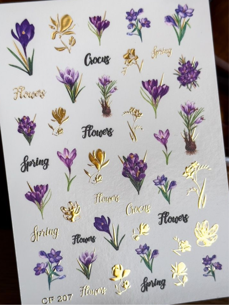 Slider-Design „Color and Foil 207“ – Frühlingskrokusse in Gold und Violett