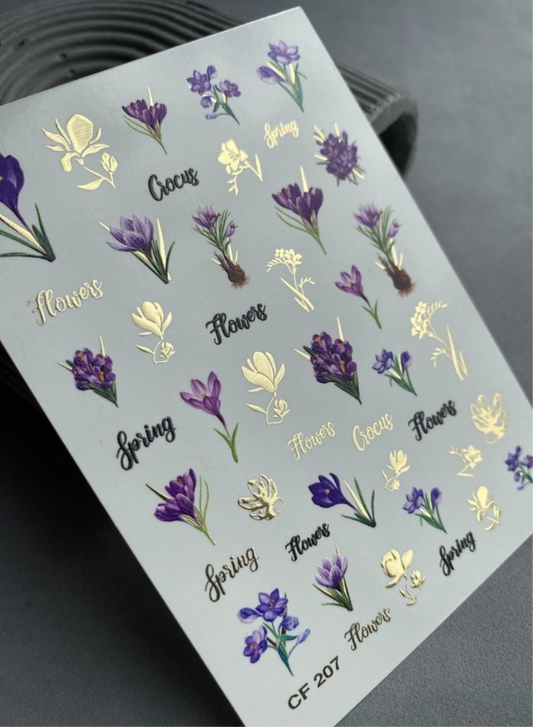 Slider-Design „Color and Foil 207“ – Frühlingskrokusse in Gold und Violett