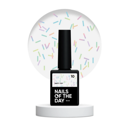 NAILSOFTHEDAY Party Top 10 – Glänzendes Finish mit bunten Holo-Sticks, ohne Schwitzschicht, 10 ml