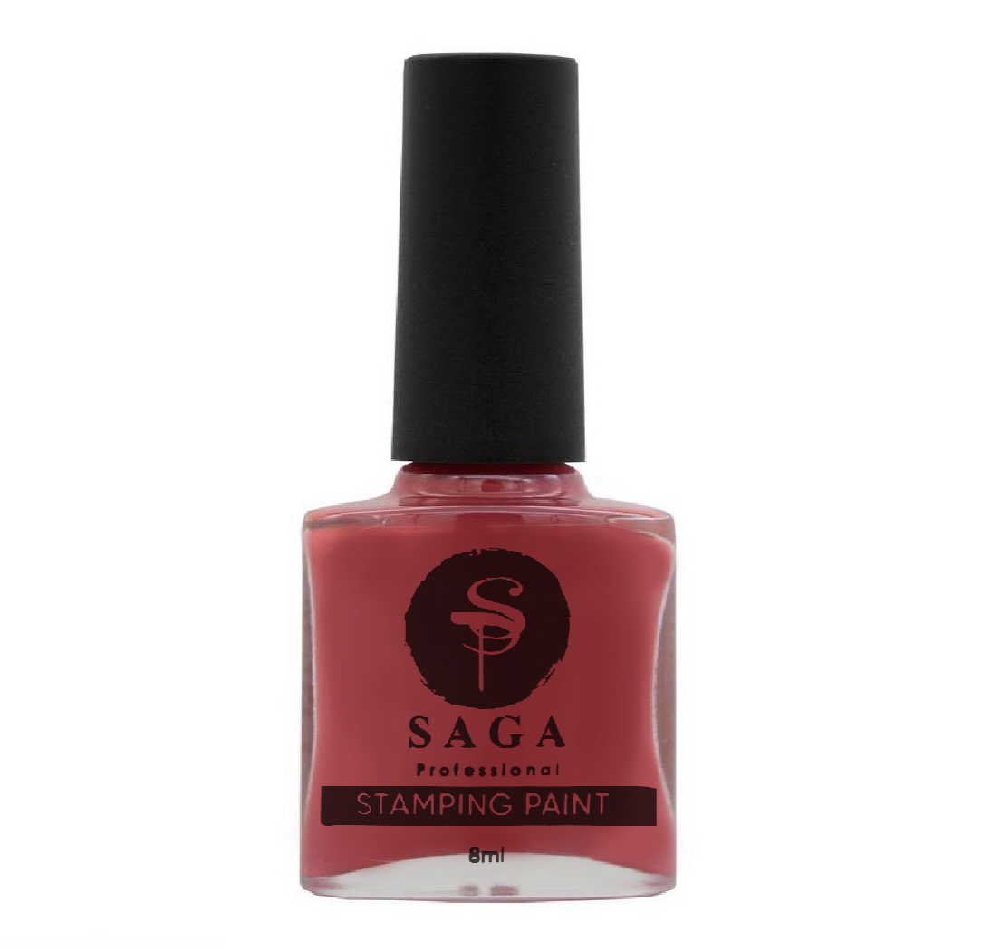 SAGA PROFESSIONAL Stempellack Nr. 27 – sattes Himbeerrot mit Schwitzschicht, 8 ml