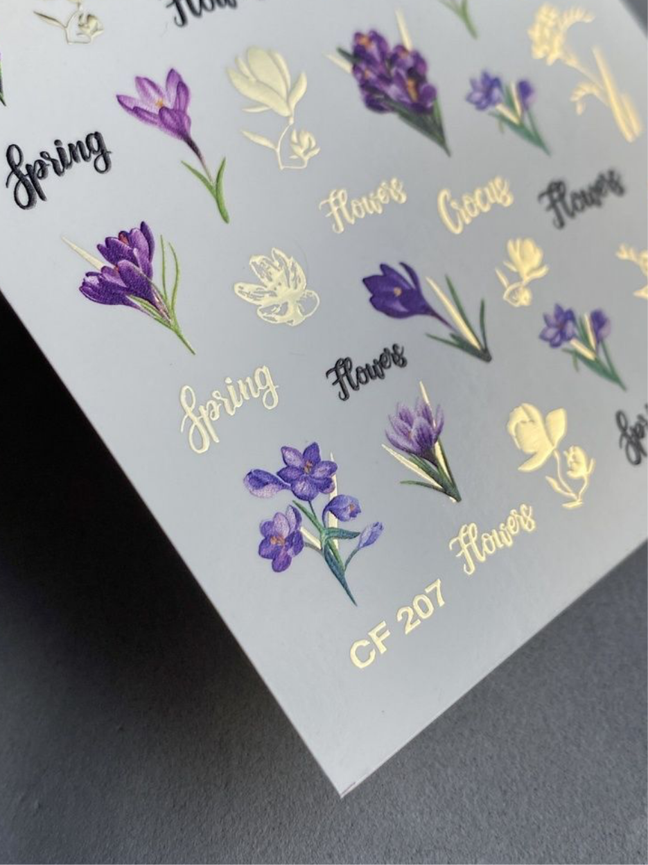 Slider-Design „Color and Foil 207“ – Frühlingskrokusse in Gold und Violett