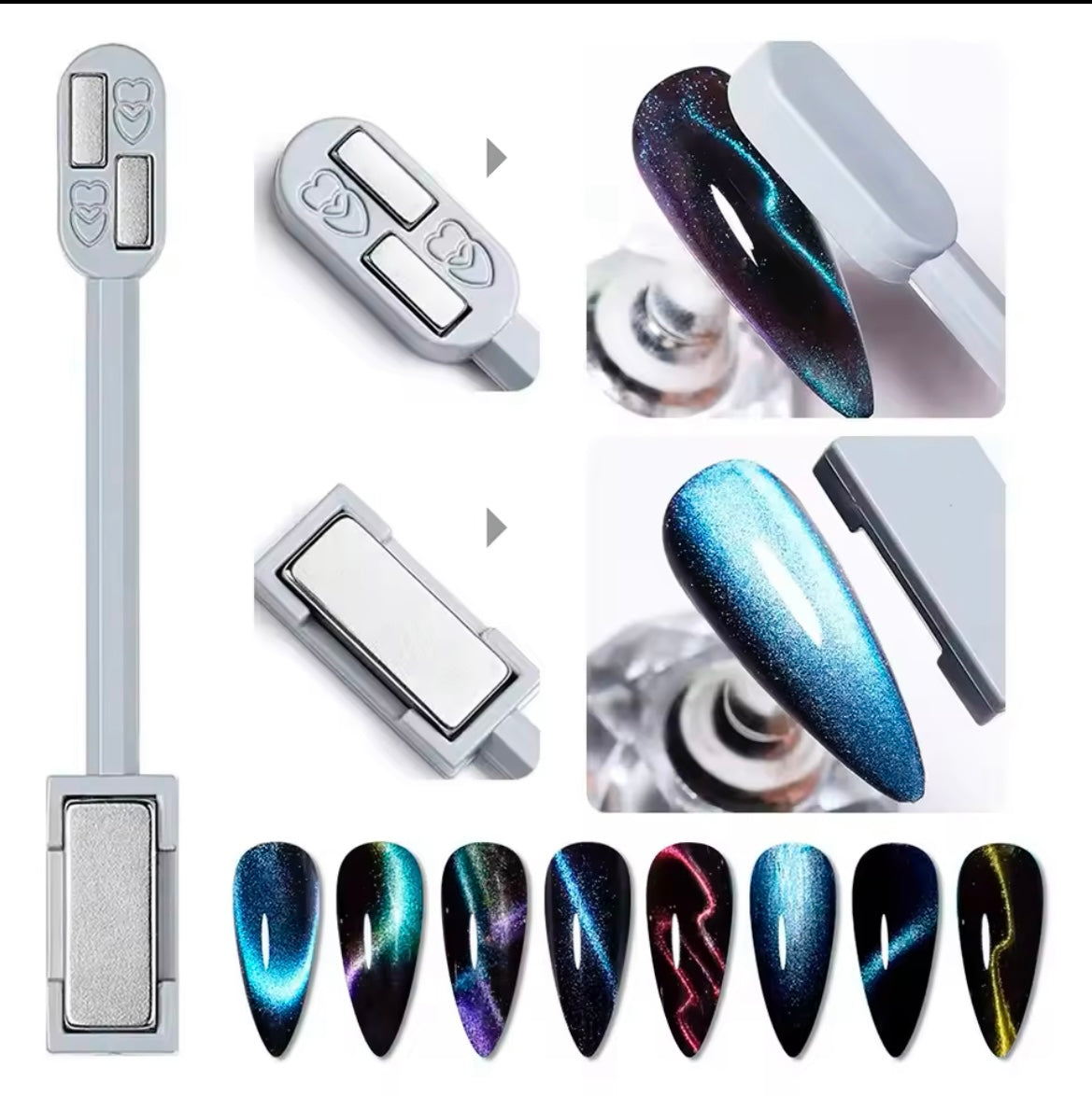 Doppelseitiges Magnetwerkzeug für “Katzenauge”-Effekt: Starker Magnet für 3D-Nageldesign