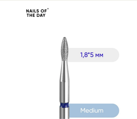 Nailsoftheday Diamantfräser „Drop“ – Blau, 1,8×5 mm (Medium)